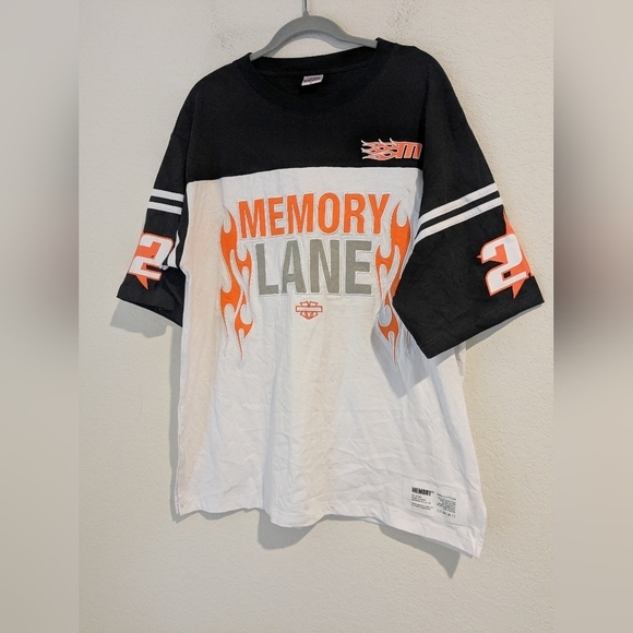 Memory Lane LA White Colorblock Flame Graphic Rider Heavy Cotton Jersey Shirt - Picture 5 of 14